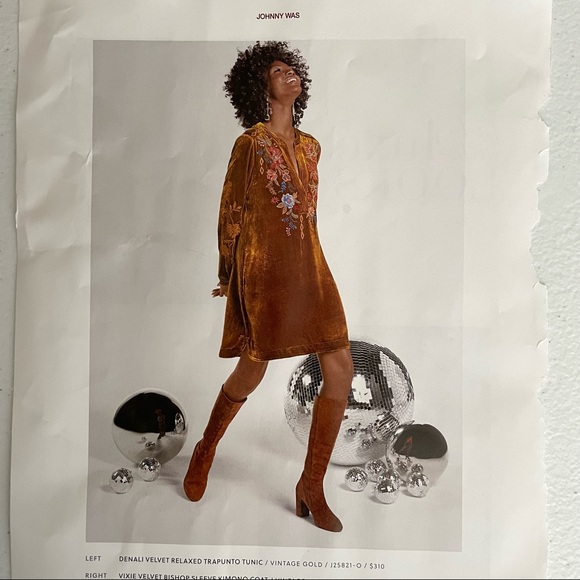 V-neck Velvet Balloon Sleeve Dress - Picture 2 of 10